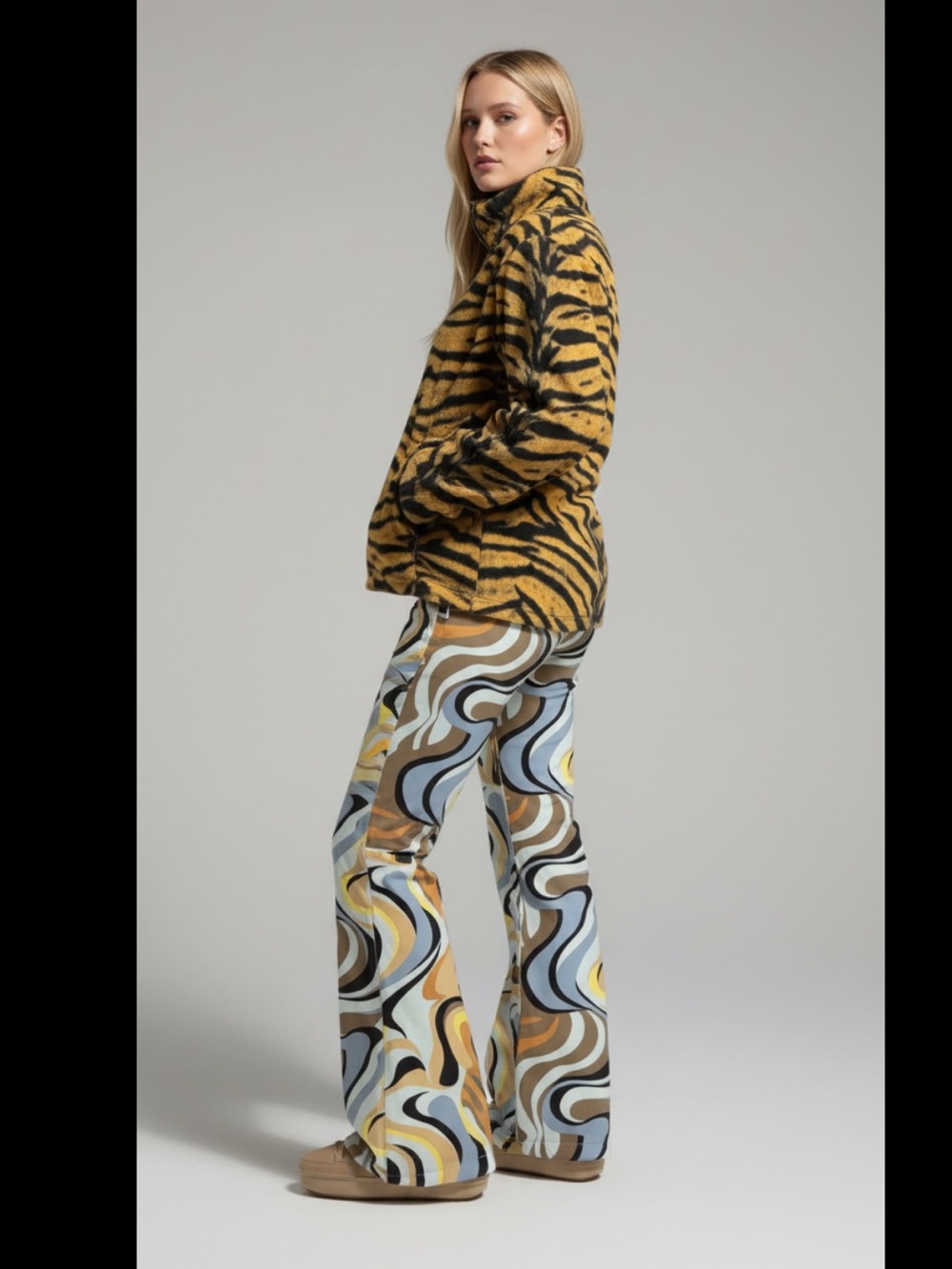 Bogner Women's Tiger Print Ski Jacket in Yellow & Black Like New
